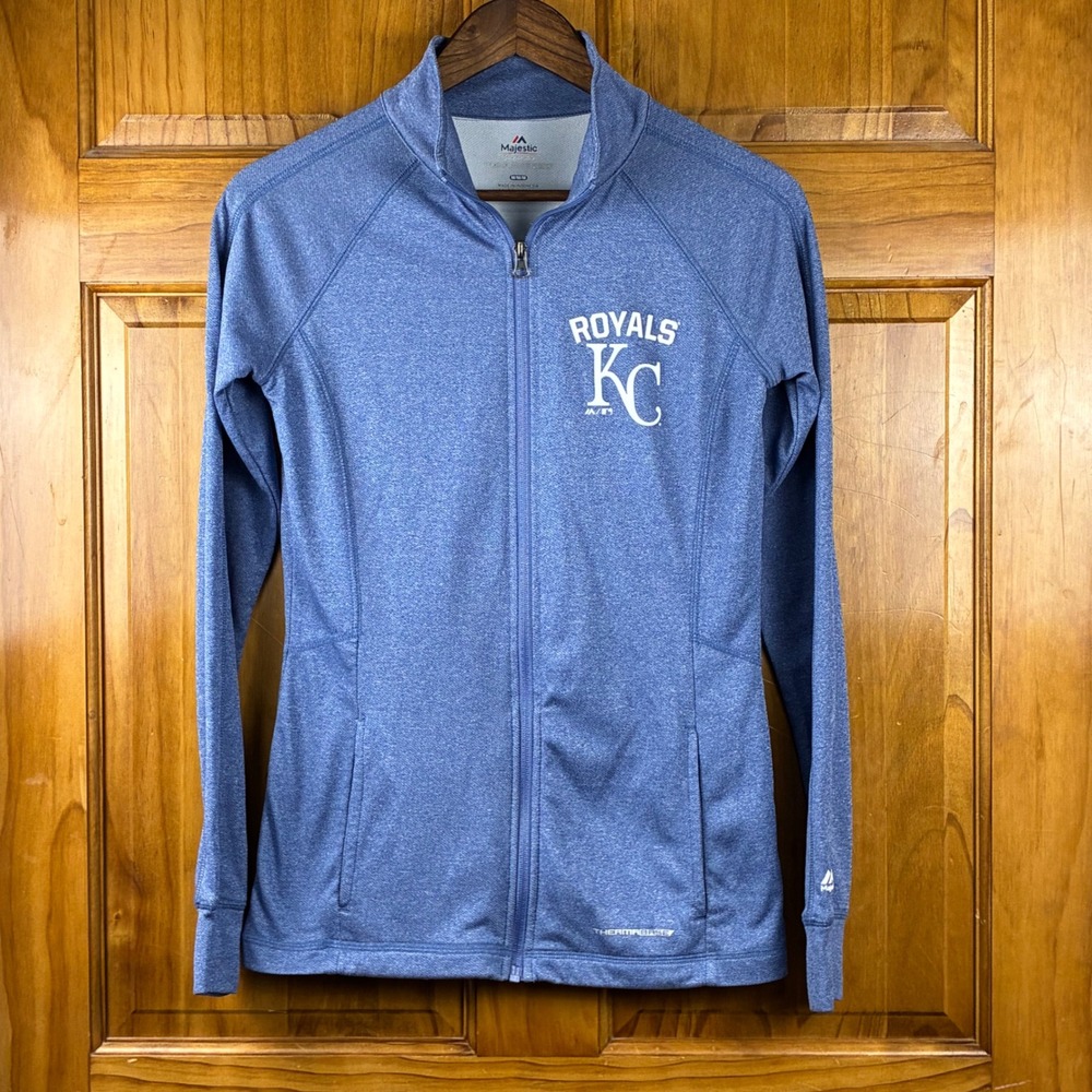 Majestic Kansas City Royals Blue Therma Base Full Zip Jacket Womens Medium
